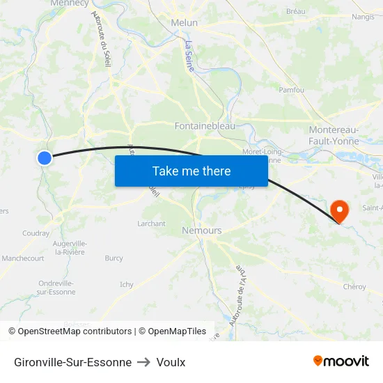 Gironville-Sur-Essonne to Voulx map