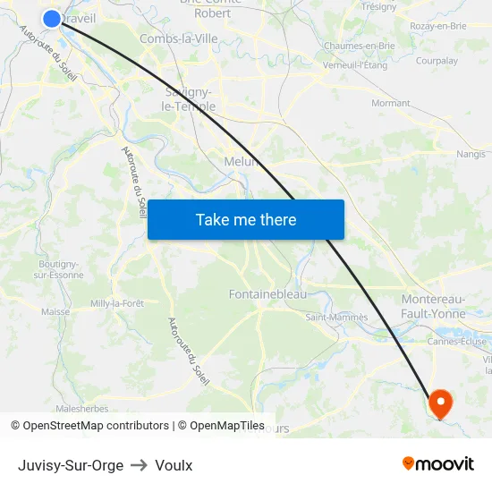 Juvisy-Sur-Orge to Voulx map