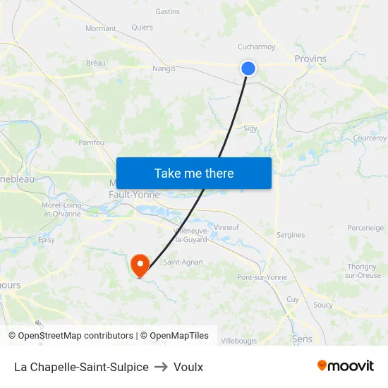 La Chapelle-Saint-Sulpice to Voulx map