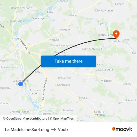 La Madeleine-Sur-Loing to Voulx map