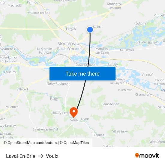 Laval-En-Brie to Voulx map