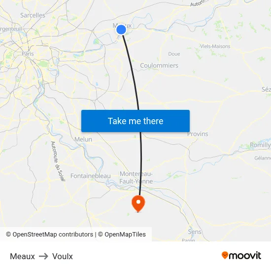 Meaux to Voulx map