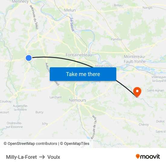 Milly-La-Foret to Voulx map