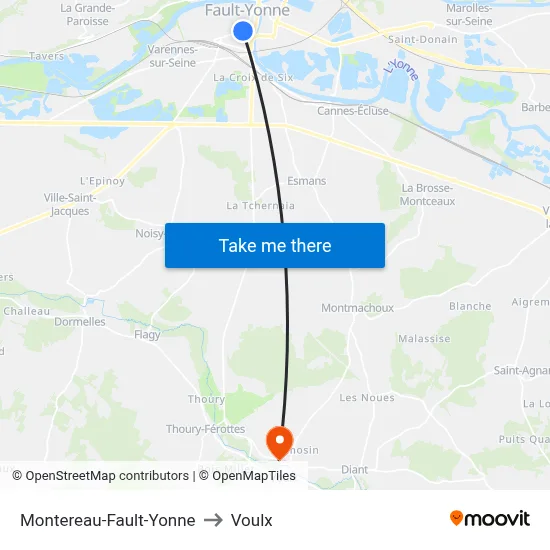Montereau-Fault-Yonne to Voulx map