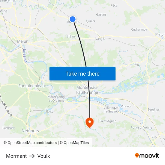 Mormant to Voulx map