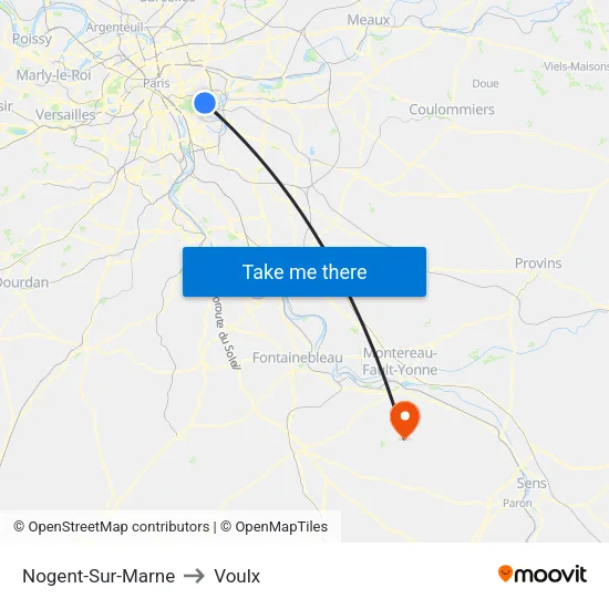 Nogent-Sur-Marne to Voulx map