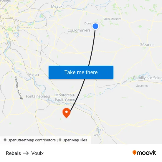 Rebais to Voulx map