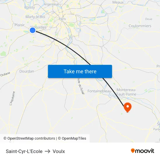 Saint-Cyr-L'Ecole to Voulx map