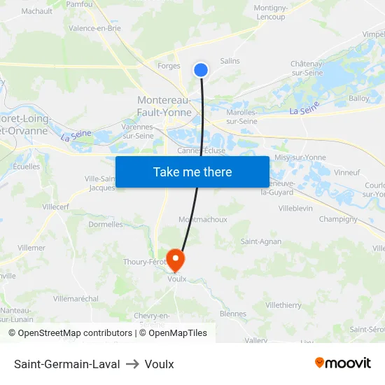 Saint-Germain-Laval to Voulx map