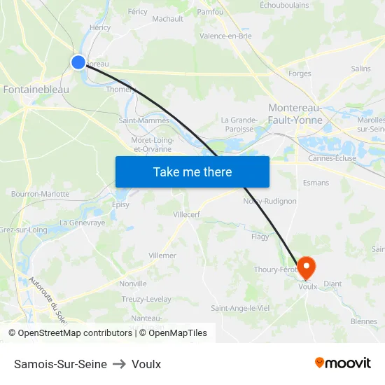 Samois-Sur-Seine to Voulx map