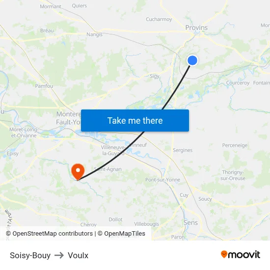 Soisy-Bouy to Voulx map