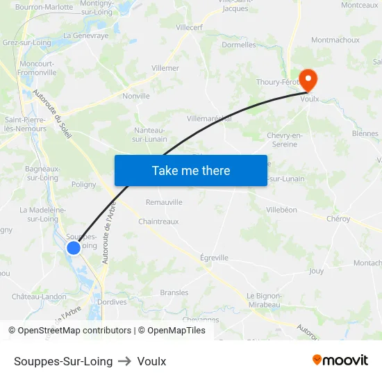 Souppes-Sur-Loing to Voulx map