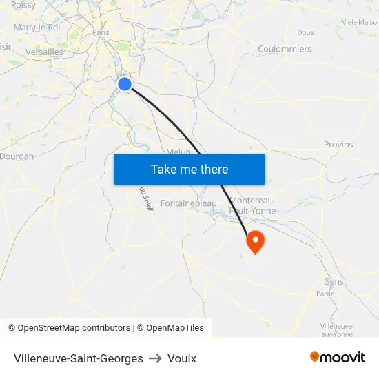 Villeneuve-Saint-Georges to Voulx map