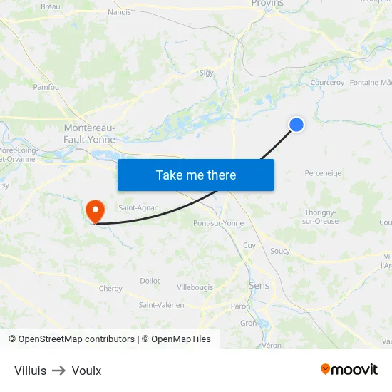 Villuis to Voulx map