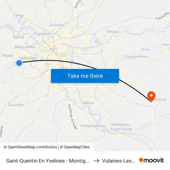 Saint-Quentin En Yvelines - Montigny-Le-Bretonneux to Vulaines-Les-Provins map