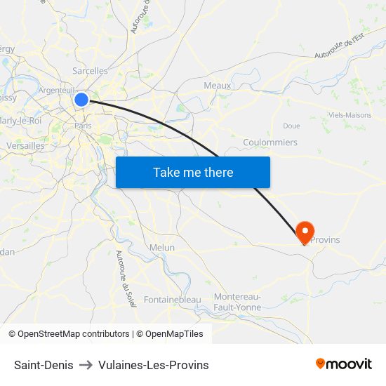 Saint-Denis to Vulaines-Les-Provins map