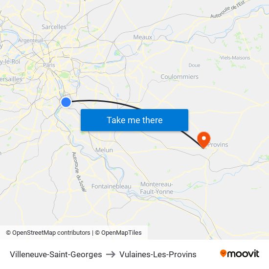 Villeneuve-Saint-Georges to Vulaines-Les-Provins map