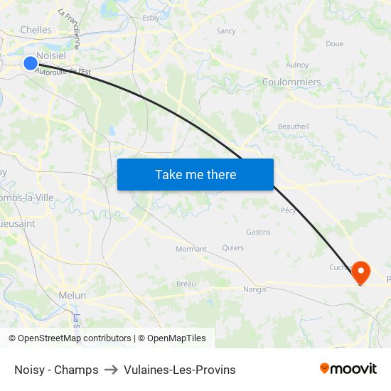 Noisy - Champs to Vulaines-Les-Provins map