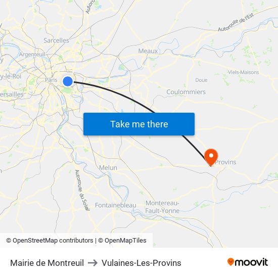 Mairie de Montreuil to Vulaines-Les-Provins map