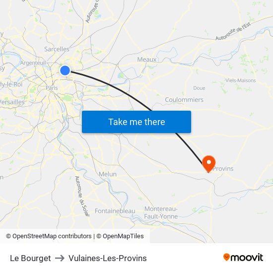 Le Bourget to Vulaines-Les-Provins map