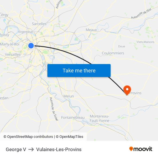 George V to Vulaines-Les-Provins map