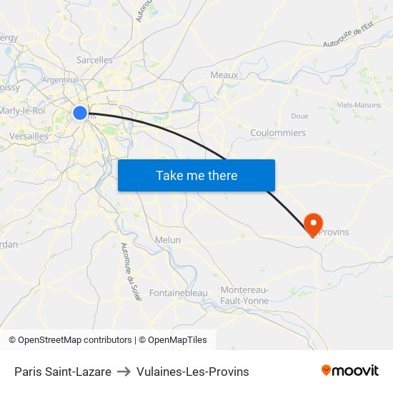 Paris Saint-Lazare to Vulaines-Les-Provins map