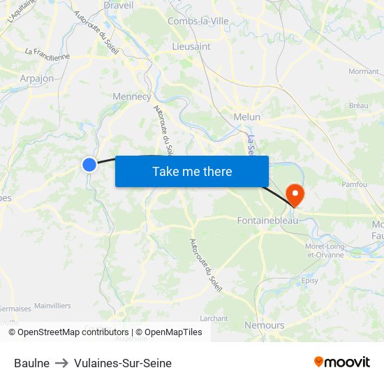 Baulne to Vulaines-Sur-Seine map