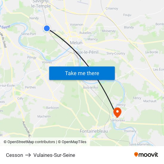 Cesson to Vulaines-Sur-Seine map