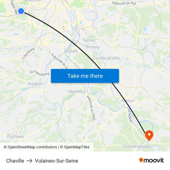 Chaville to Vulaines-Sur-Seine map
