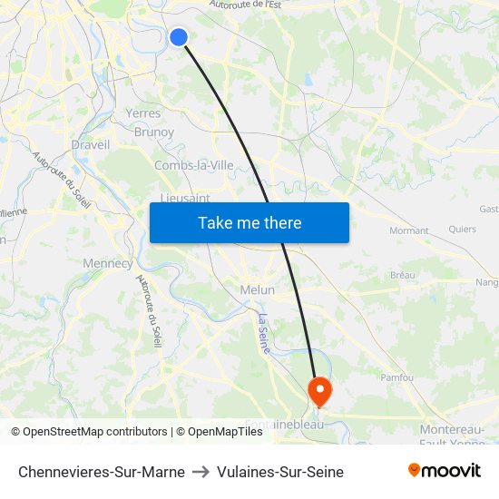 Chennevieres-Sur-Marne to Vulaines-Sur-Seine map