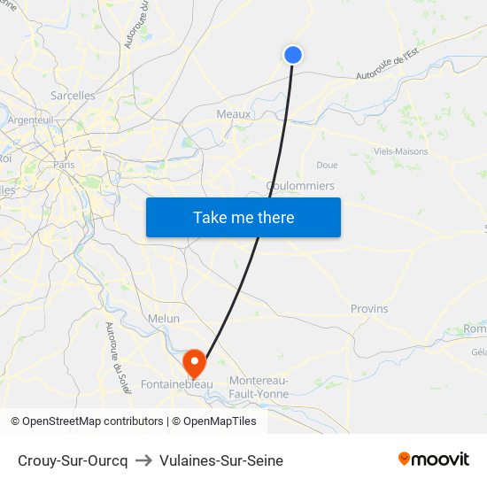 Crouy-Sur-Ourcq to Vulaines-Sur-Seine map