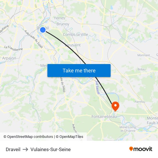 Draveil to Vulaines-Sur-Seine map