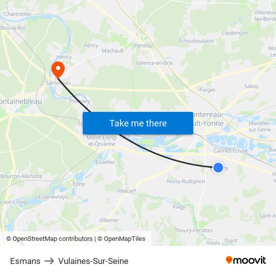 Esmans to Vulaines-Sur-Seine map