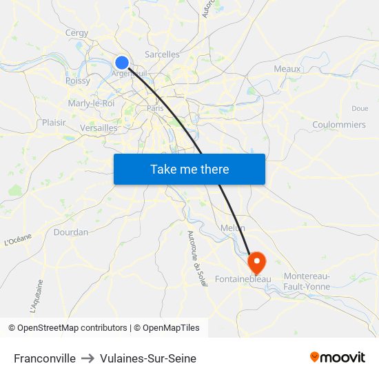 Franconville to Vulaines-Sur-Seine map