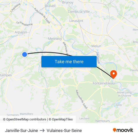 Janville-Sur-Juine to Vulaines-Sur-Seine map