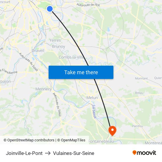 Joinville-Le-Pont to Vulaines-Sur-Seine map
