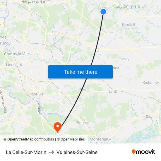 La Celle-Sur-Morin to Vulaines-Sur-Seine map