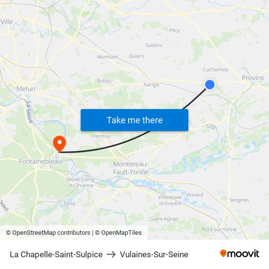 La Chapelle-Saint-Sulpice to Vulaines-Sur-Seine map