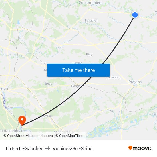 La Ferte-Gaucher to Vulaines-Sur-Seine map