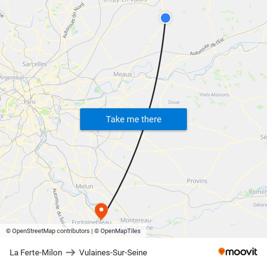La Ferte-Milon to Vulaines-Sur-Seine map