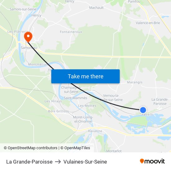 La Grande-Paroisse to Vulaines-Sur-Seine map
