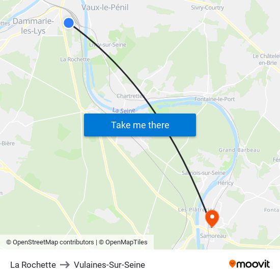 La Rochette to Vulaines-Sur-Seine map