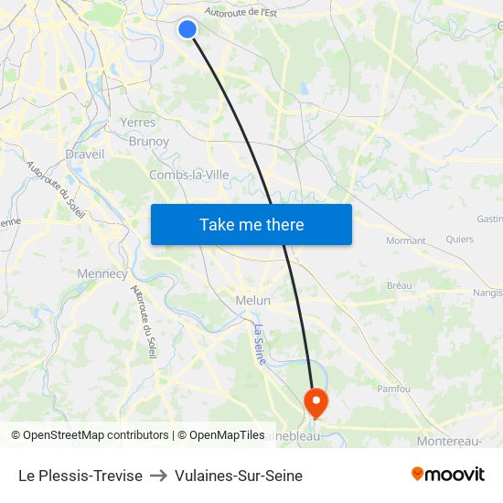 Le Plessis-Trevise to Vulaines-Sur-Seine map
