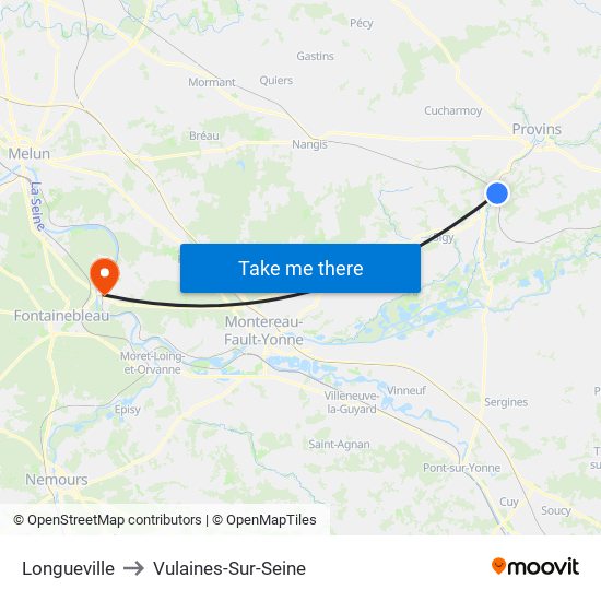 Longueville to Vulaines-Sur-Seine map