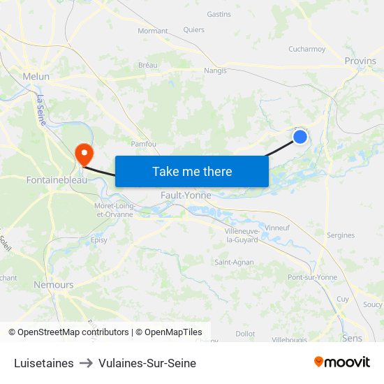 Luisetaines to Vulaines-Sur-Seine map