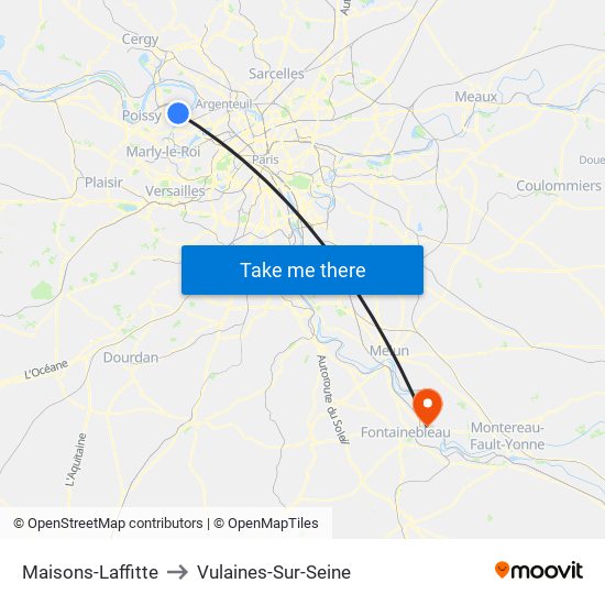 Maisons-Laffitte to Vulaines-Sur-Seine map