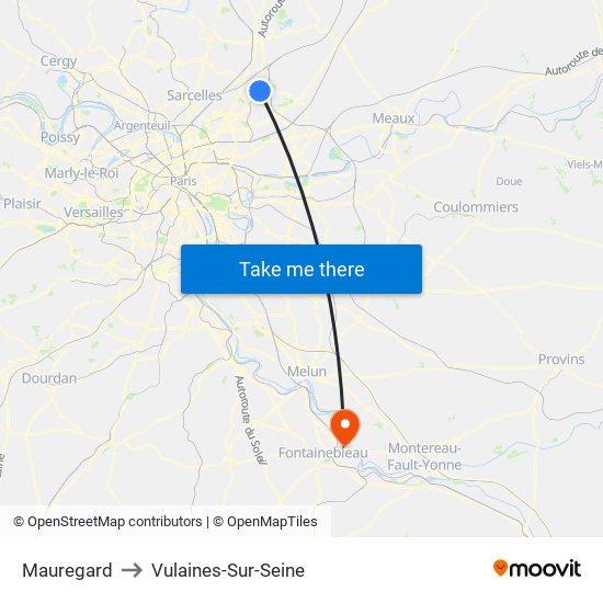 Mauregard to Vulaines-Sur-Seine map