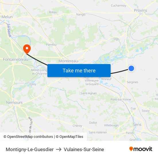 Montigny-Le-Guesdier to Vulaines-Sur-Seine map