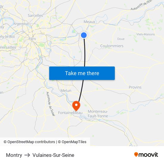 Montry to Vulaines-Sur-Seine map