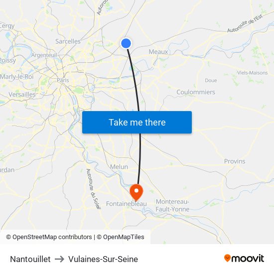 Nantouillet to Vulaines-Sur-Seine map